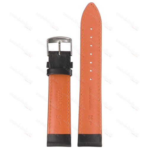 Картинка Stailer Premium 4151 Chrono - ремешок для часов чёрный, итальянская кожа растительного дубления, гладкий, Германия