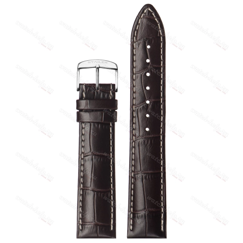 Картинка Stailer Premium 3252B Chrono - ремешок для часов коричневый, итальянская кожа растительного дубления, аллигатор, Германия