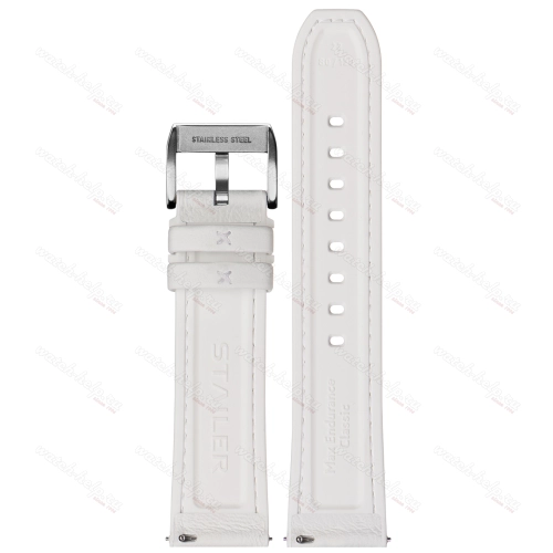 Картинка Stailer Premium 7300 Max endurance classic dani leather - ремешок для часов белый, анилиновая кожа от dani (италия), гладкий, Германия