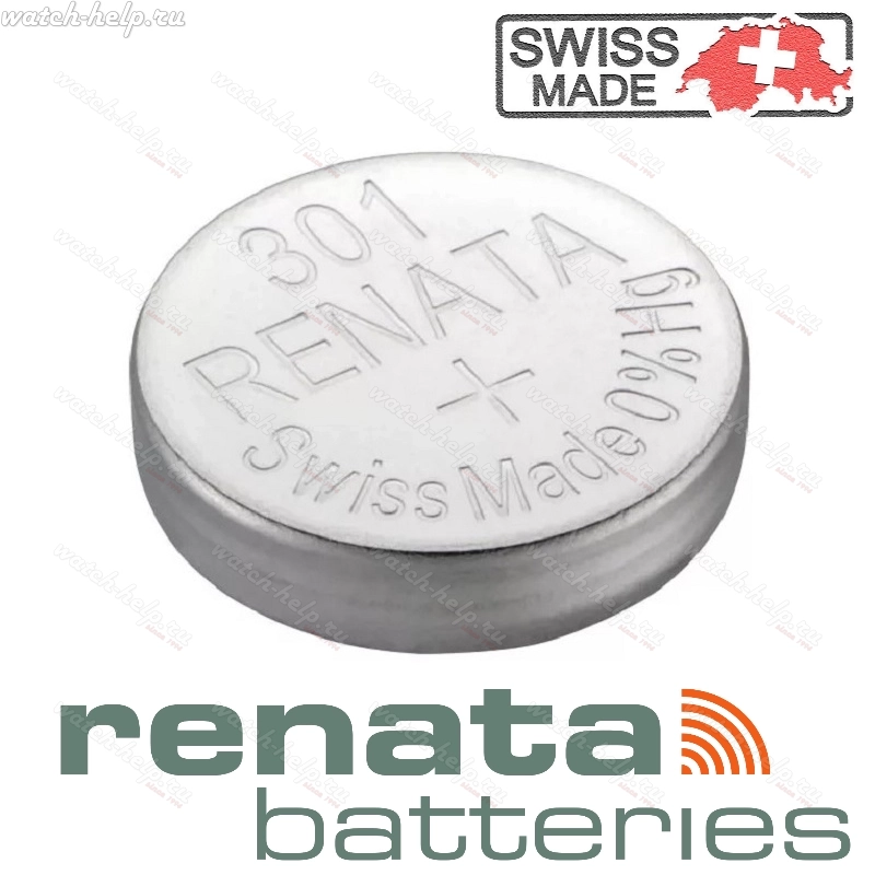 Картинка Renata 301 - батарейка, 4.2 мм x 11.6 мм 1.55 v 130 mah, Швейцария