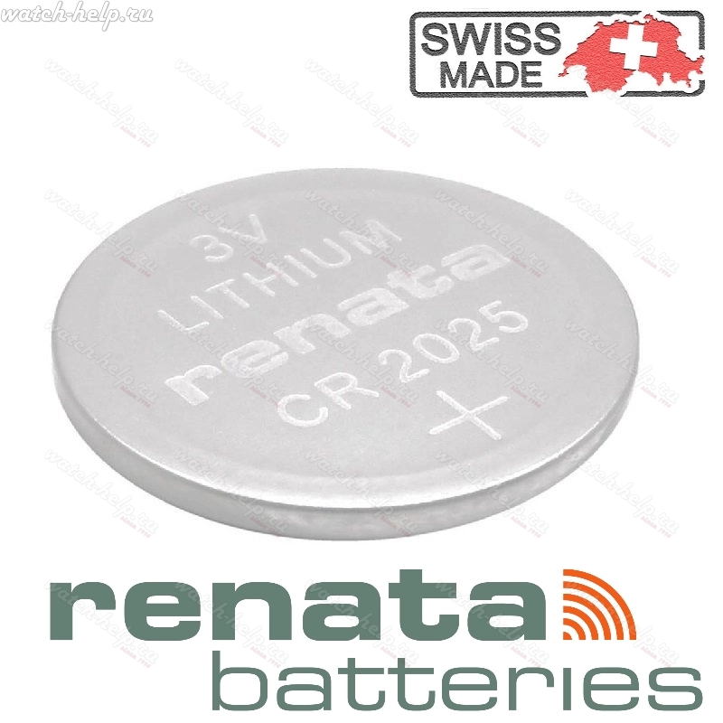 Картинка Renata CR2025 - батарейка, 2.5 мм x 20 мм 3 v 180 mah, Швейцария