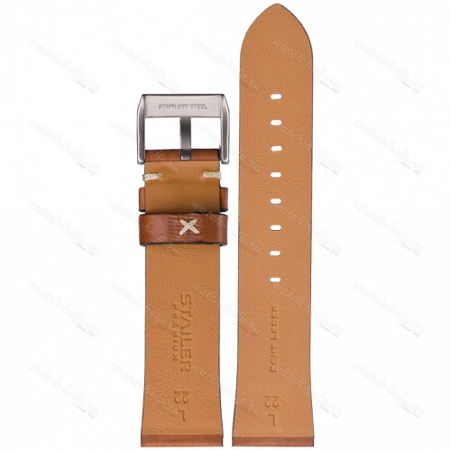 Картинка Stailer Premium 595B Select - ремешок для часов коричневый, премиальная кожа full grain растительного дубления, гладкий, Германия