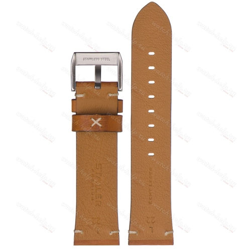 Картинка Stailer Premium 597B Select - ремешок для часов коричневый, премиальная кожа full grain растительного дубления, гладкий, Германия