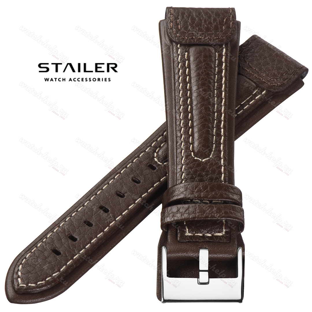 Картинка Stailer Premium 4982 Navigator - ремешок для часов коричневый, итальянская кожа растительного дубления, буйвол, Германия