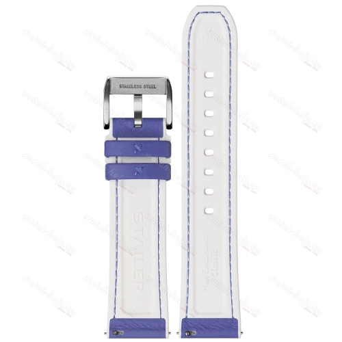 Картинка Stailer Premium 7327 Max endurance classic dani leather - ремешок для часов неоновый-синий/белый, анилиновая кожа от dani (италия), гладкий, Германия