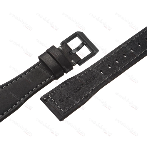 Картинка Stailer Premium 6481 Aviator new - ремешок для часов чёрный, премиальная кожа full grain растительного дубления, гладкий, Германия