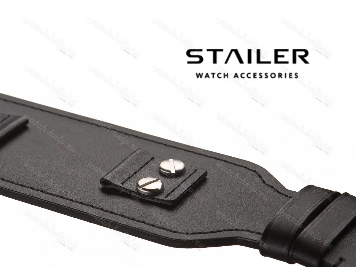Картинка Stailer Premium 4191 Pad - ремешок для часов чёрный, кожа, гладкий, Германия