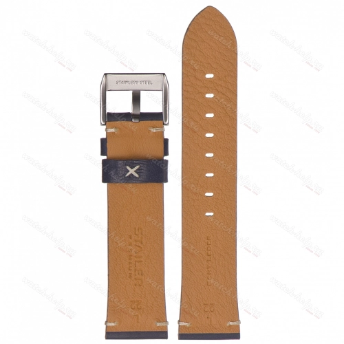 Картинка Stailer Premium 5977 Select - ремешок для часов синий, премиальная кожа full grain растительного дубления, гладкий, Германия