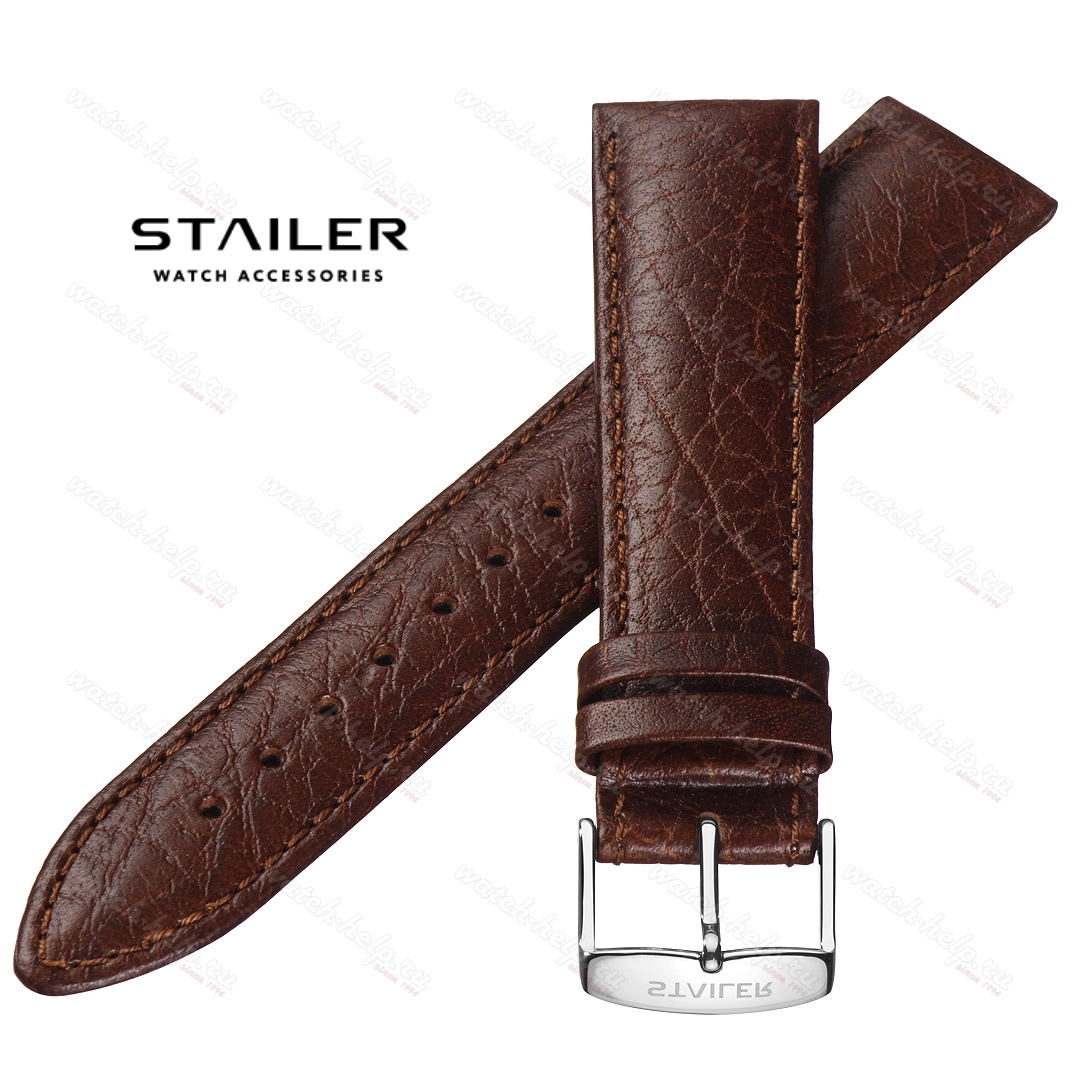 Картинка Stailer Premium 3322 Chrono - ремешок для часов коричневый, итальянская кожа растительного дубления, буйвол, Германия
