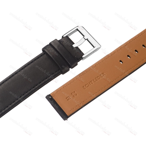 Картинка Stailer Premium 6031 Bold - ремешок для часов чёрный, кожа двойного дубления от tanneries haas (франция), гладкий, Германия