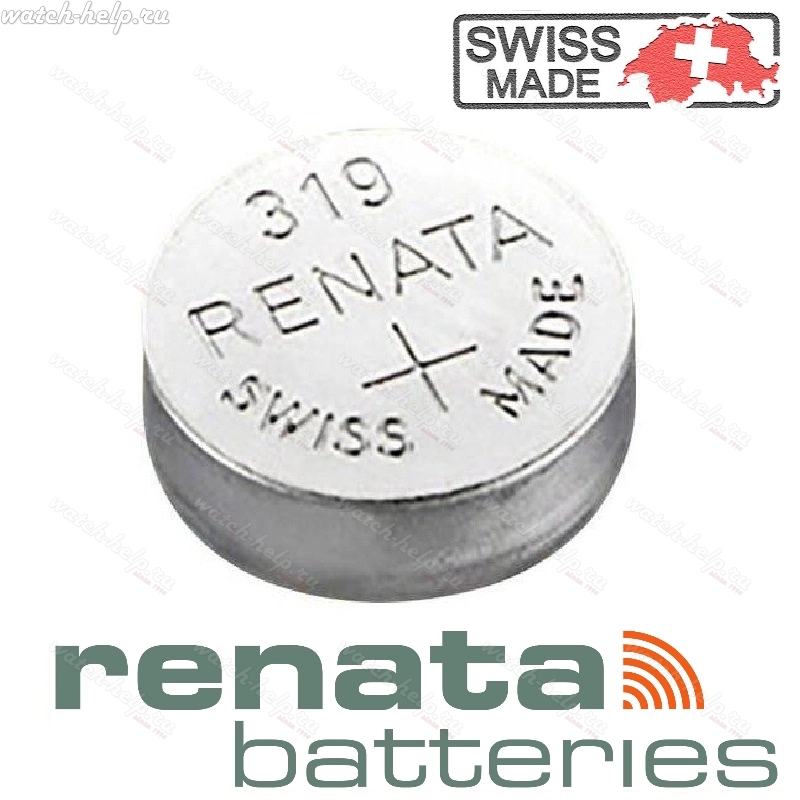 Картинка Renata 319 - батарейка, 2.7 мм x 5.8 мм 1.55 v 21 mah, Швейцария