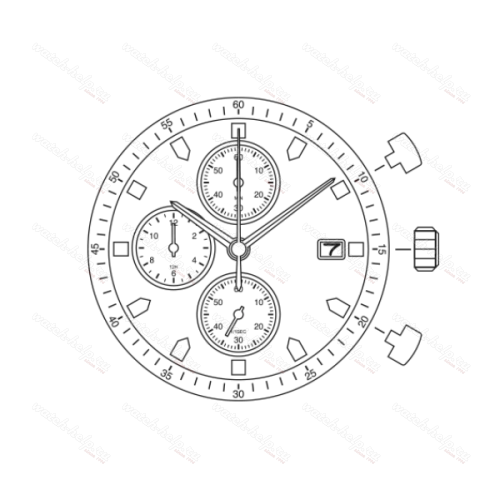 Картинка MIYOTA 0S10 Chronograph - механизм для часов кварцевый 13 ½, Япония