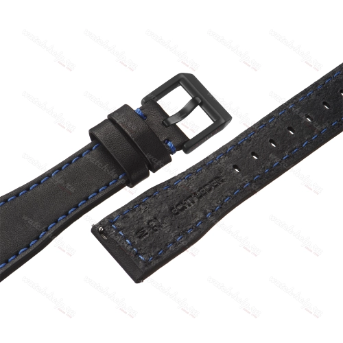 Картинка Stailer Premium 6471 Aviator new - ремешок для часов чёрный, премиальная кожа full grain растительного дубления, гладкий, Германия