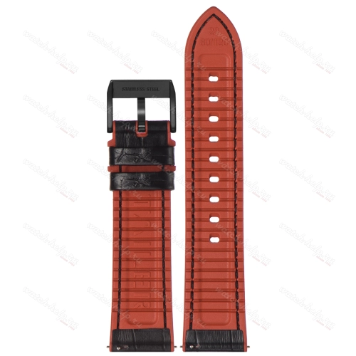 Картинка Stailer Premium 6071R Max endurance sport - ремешок для часов чёрный/красный, кожа, аллигатор, Германия