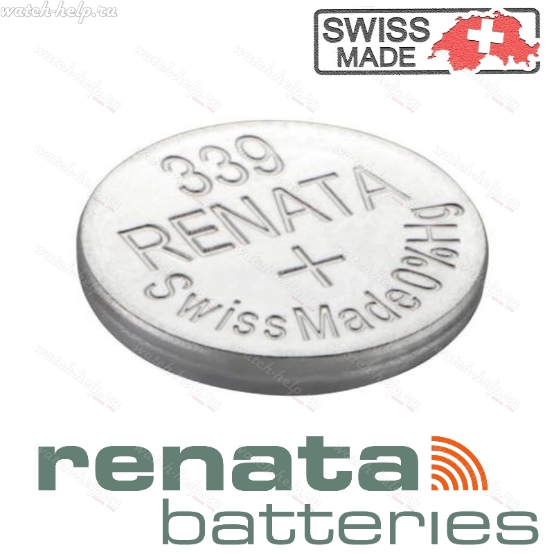 Картинка Renata 339 - батарейка, 1.4 мм x 6.8 мм 1.55 v 11 mah, Швейцария