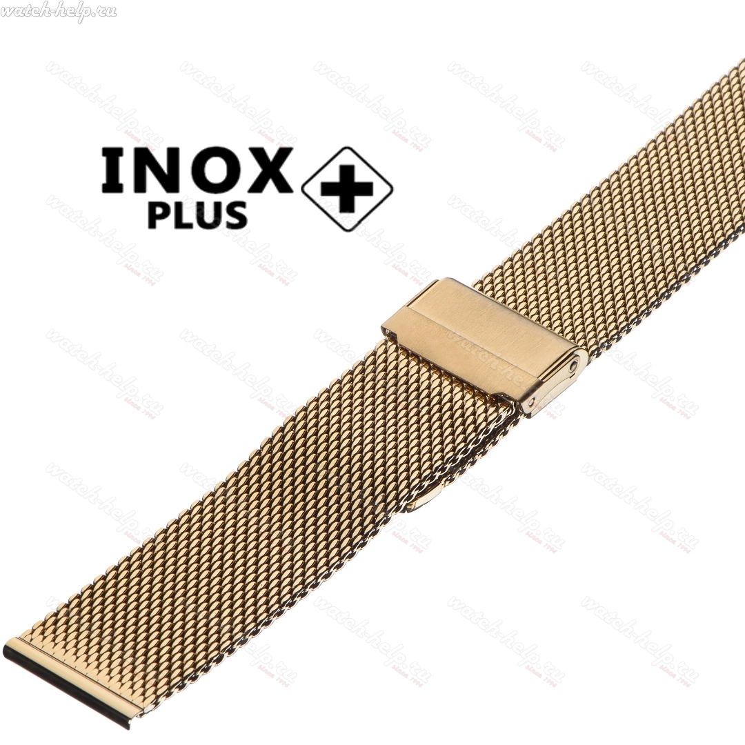 Картинка INOX PLUS M-413 Gold - браслет для часов лимонное золото, сталь, Китай