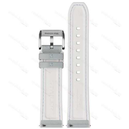 Картинка Stailer Premium 7347 Max endurance classic dani leather - ремешок для часов нежно-голубой/белый, анилиновая кожа от dani (италия), гладкий, Германия