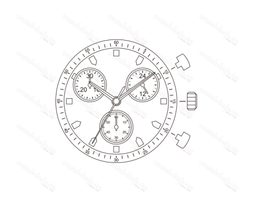 Картинка MIYOTA JS00 Small second chronograph - механизм для часов кварцевый 12 ½, Япония