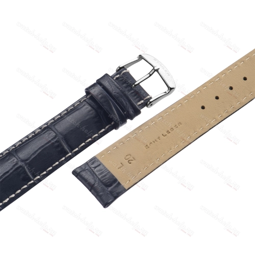 Картинка Stailer Premium 3257B Chrono - ремешок для часов тёмно-синий, итальянская кожа растительного дубления, аллигатор, Германия