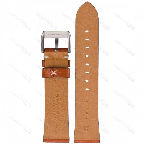 Картинка Stailer Premium 5955 Select - ремешок для часов коричневый, премиальная кожа full grain растительного дубления, гладкий, Германия