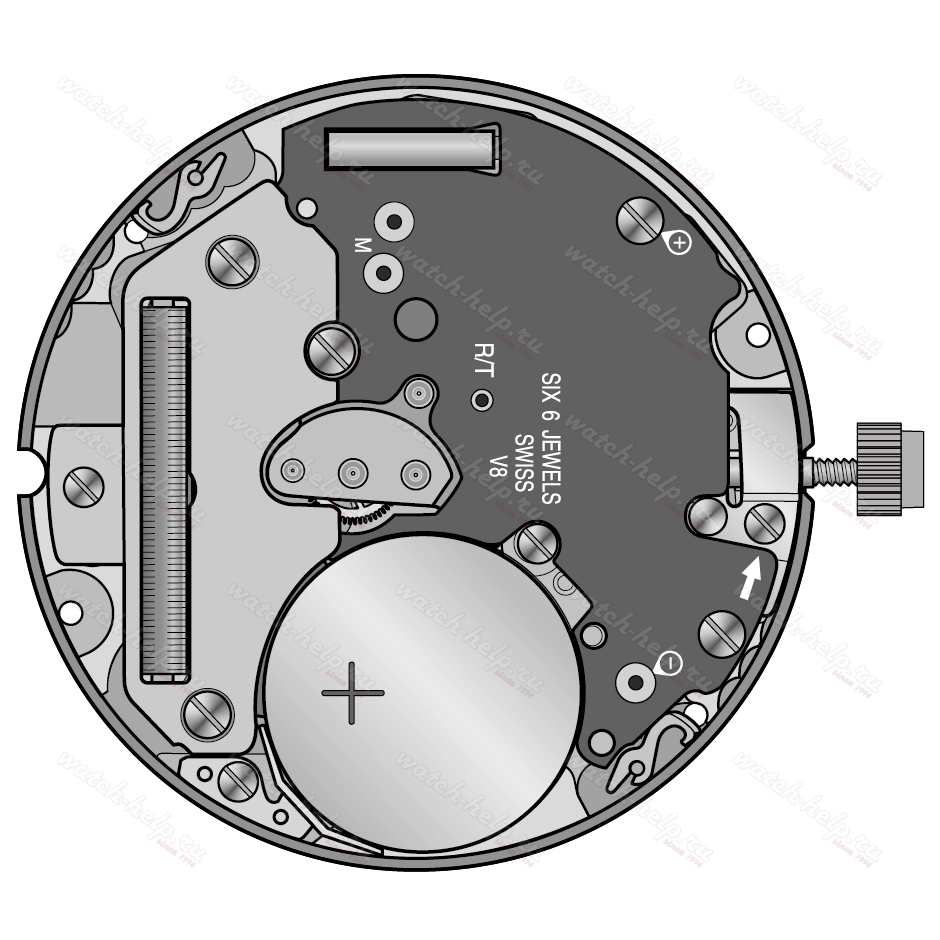 Картинка ETA 255.122 - механизм для часов кварцевый 11 ½, Швейцария