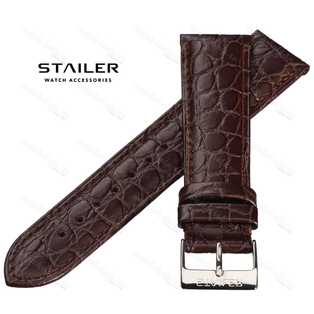 Картинка Stailer 2062 Original - ремешок для часов коричневый, кожа, крокодил, Германия