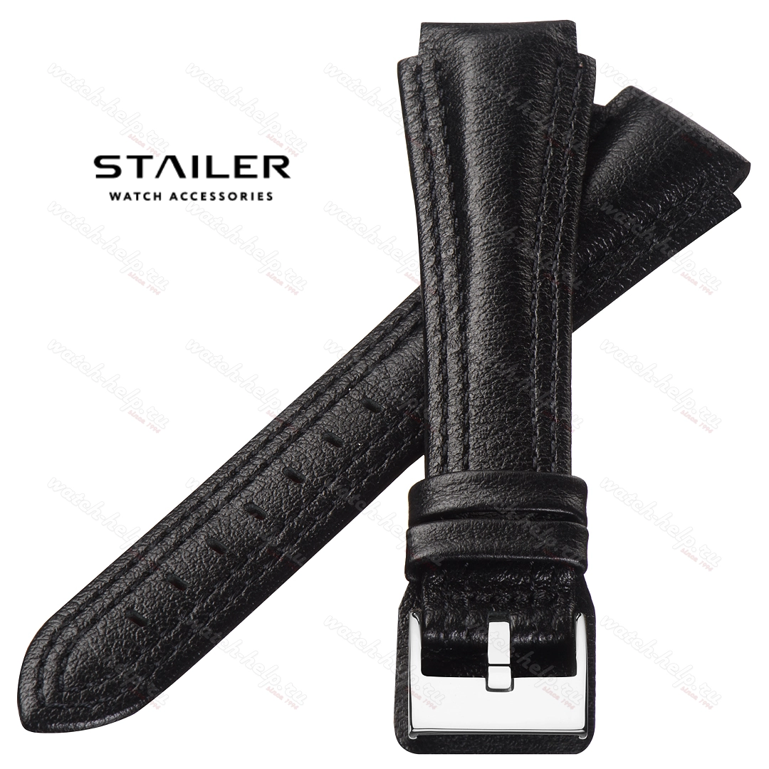 Картинка Stailer Premium 5091 Navigator - ремешок для часов чёрный, итальянская кожа nappa, гладкий, Германия