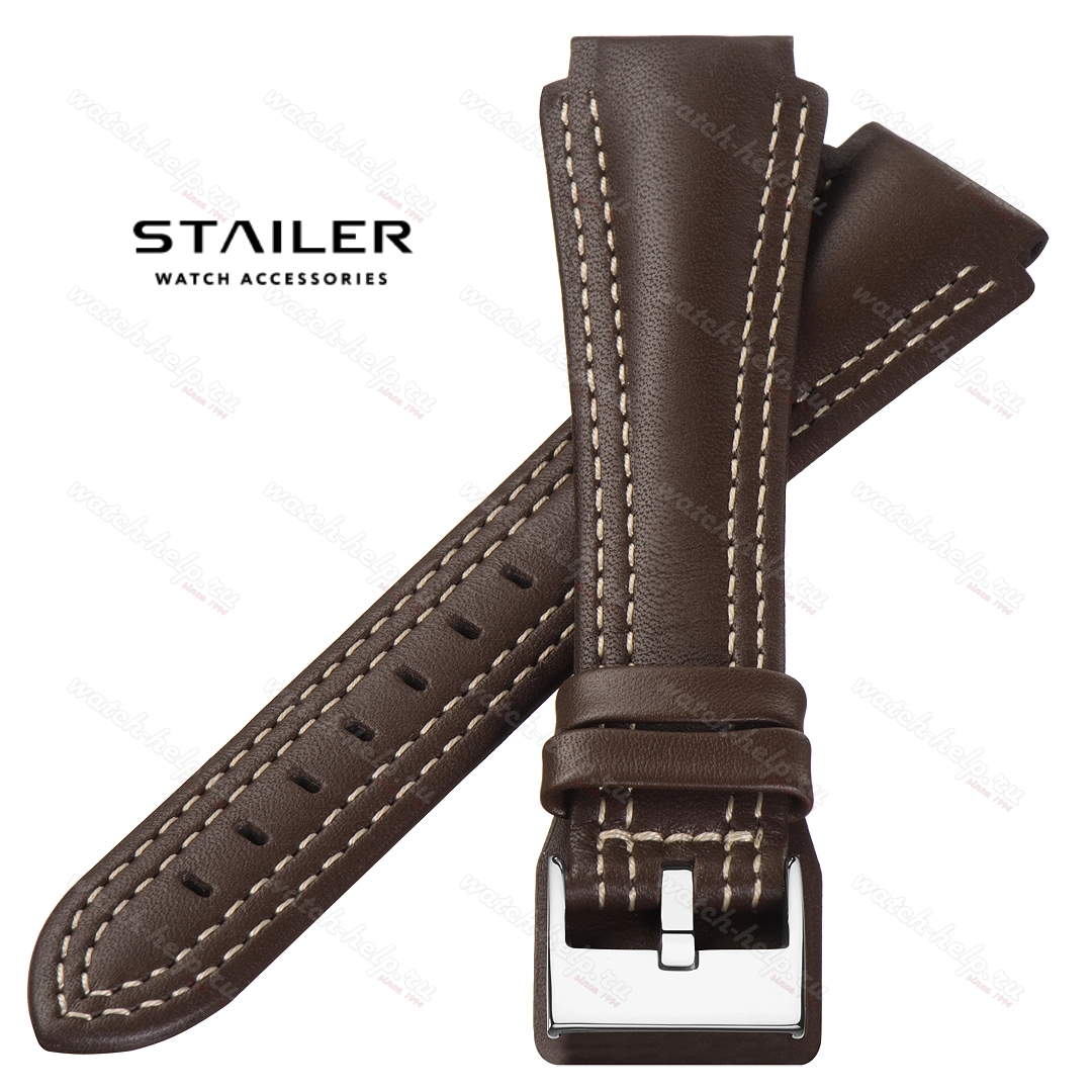 Картинка Stailer Premium 5082 Navigator - ремешок для часов коричневый, итальянская кожа nappa, гладкий, Германия