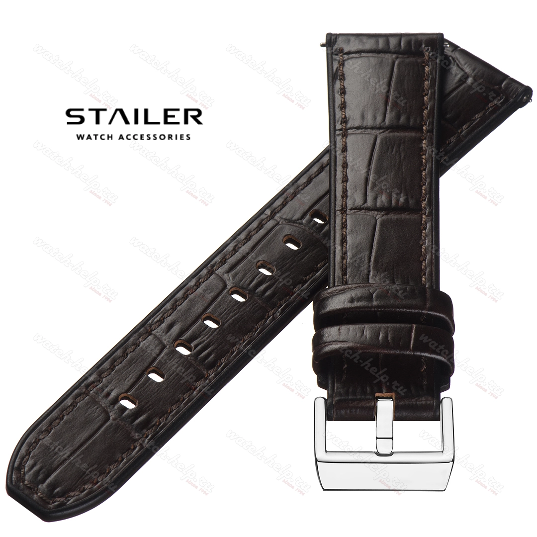 Картинка РStailer Premium 6192 Max endurance classic - ремешок для часов коричневый, итальянская кожа растительного дубления, аллигатор, Германия