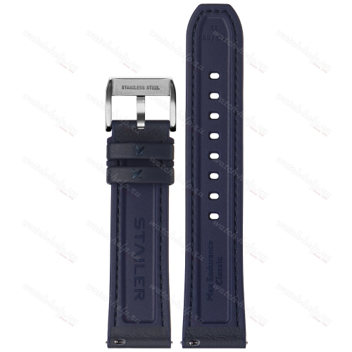 Картинка Stailer Premium 7307 Max endurance classic dani leather - ремешок для часов тёмно-синий, анилиновая кожа от dani (италия), гладкий, Германия