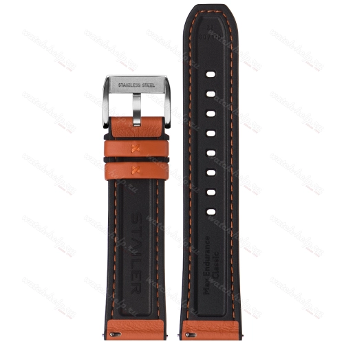 Картинка Stailer Premium 7315 Max endurance classic dani leather - ремешок для часов оранжевый/чёрный, анилиновая кожа от dani (италия), гладкий, Германия