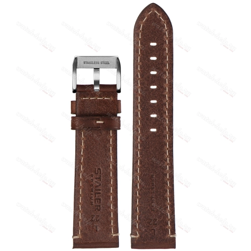 Картинка Stailer Premium 5192 Aviator - ремешок для часов коричневый, премиальная кожа full grain растительного дубления, гладкий, Германия