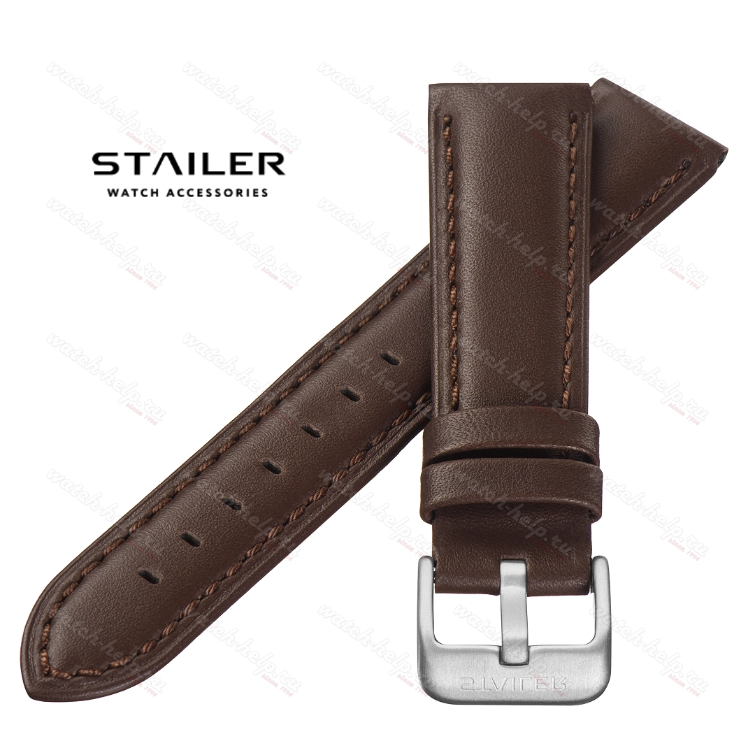 Картинка Stailer Premium 4882 Solid - ремешок для часов коричневый, мягкая кожа florida, гладкий, Германия
