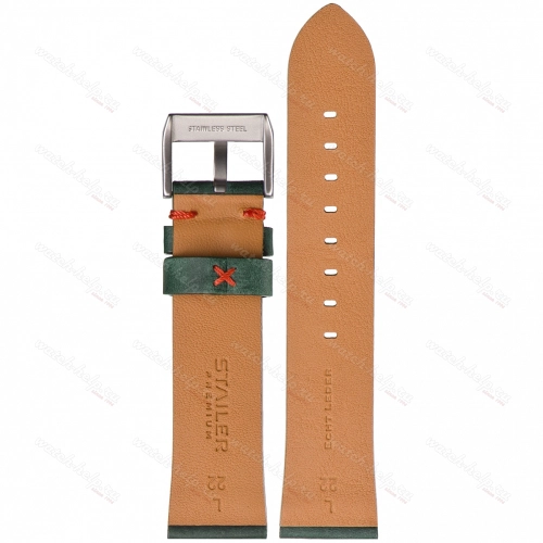 Картинка Stailer Premium 5968 Select - ремешок для часов зелёный, премиальная кожа full grain растительного дубления, гладкий, Германия