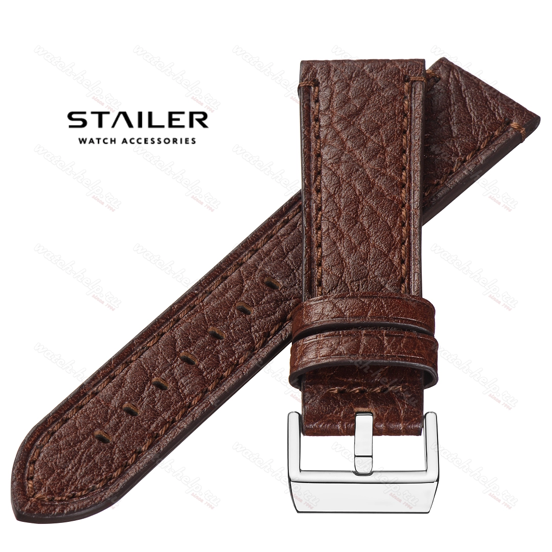 Картинка Stailer Premium 5242 Aviator - ремешок для часов коричневый, премиальная кожа full grain растительного дубления, буйвол, Германия