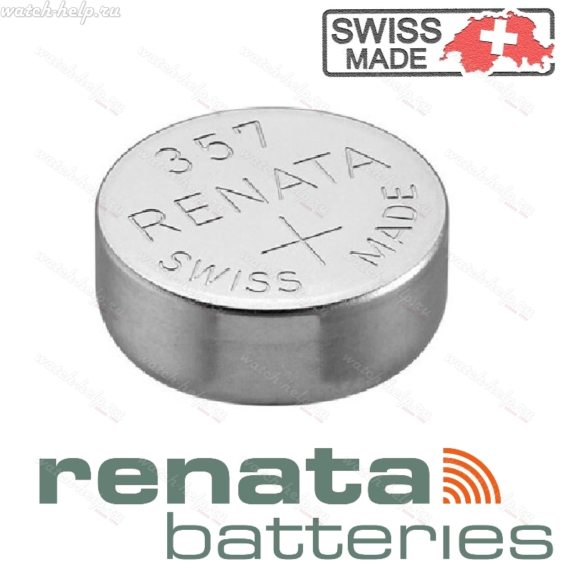 Картинка Renata 357 - батарейка, 5.4 мм x 11.6 мм 1.55 v 160 mah, Швейцария