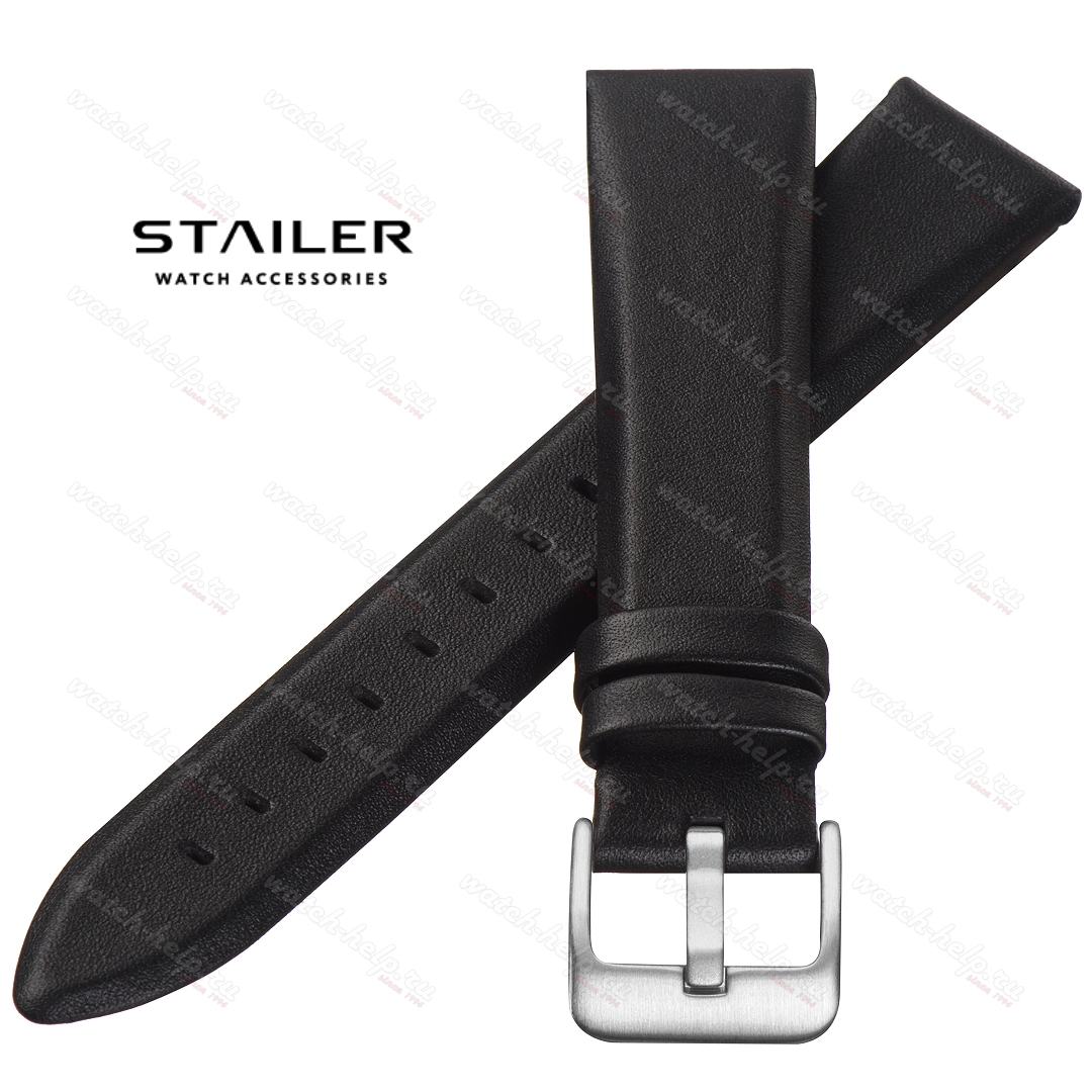 Картинка Stailer Premium 4231 Curve - ремешок для часов чёрный, кожа, гладкий, Германия