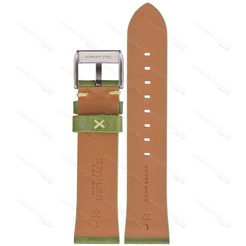 Картинка Stailer Premium 5958 Select - ремешок для часов зелёный, премиальная кожа full grain растительного дубления, гладкий, Германия