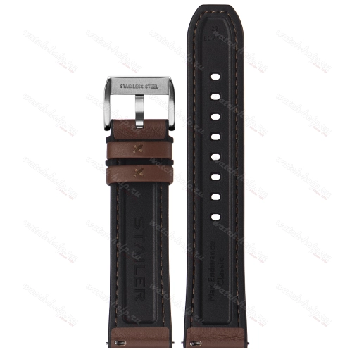 Картинка Stailer Premium 7302 Max endurance classic dani leather - ремешок для часов коричневый, анилиновая кожа от dani (италия), гладкий, Германия