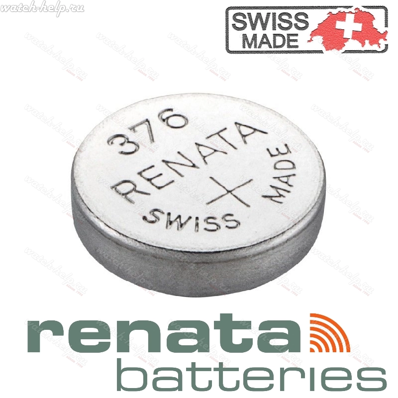 Картинка Renata 376 - батарейка, 2.6 мм x 6.8 мм 1.55 v 27 mah, Швейцария